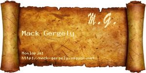 Mack Gergely névjegykártya